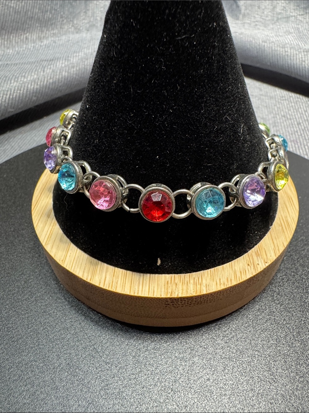VTG Source Unknown Multicolor Gemstone Link Bracelet